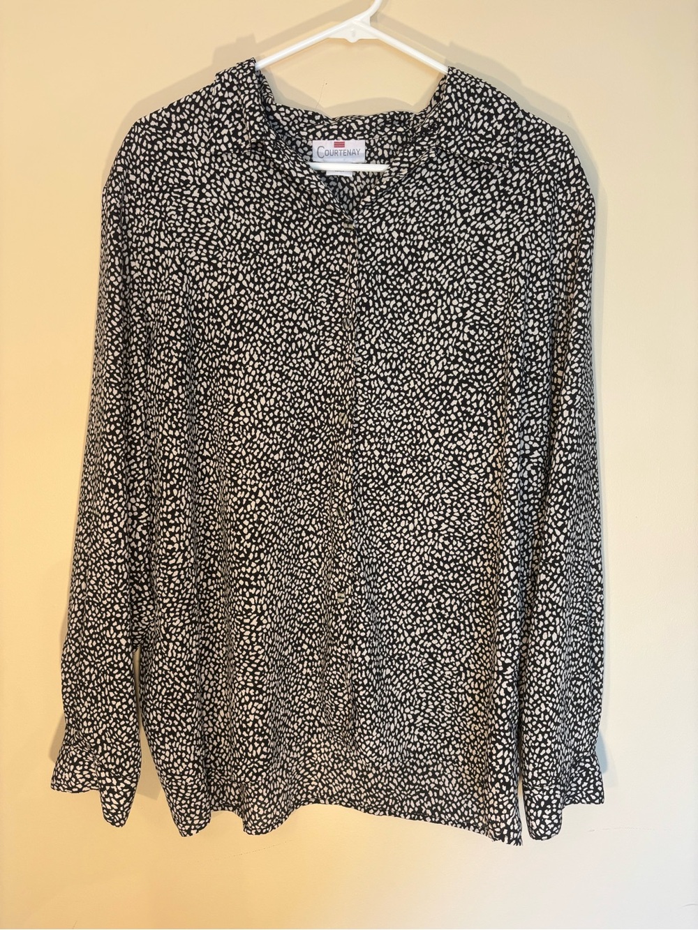 Courtenay Black and White Micro-Dot Button-Down Shirt